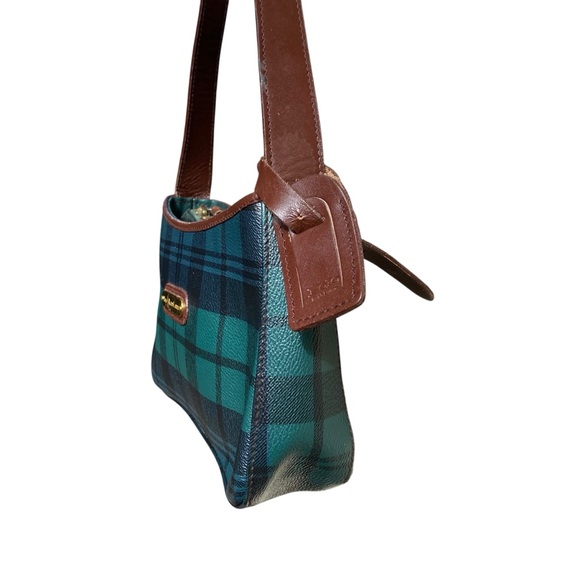 Vintage Polo Ralph Lauren Pebbled Leather Plaid Tartan Equestrian Shoulder Bag - Picture 8 of 12